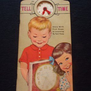 Vintage 1962 Peek-a-Book Tell Time A (Lowe) Kids Learning Book